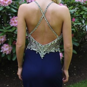 Beautiful navy blue Jovani prom dress